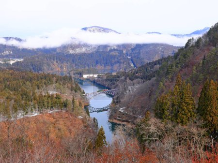 Photo for Tadami River Bridge Viewpoint at Kawai, Mishima, Onuma District, Fukushima, Japan - Royalty Free Image