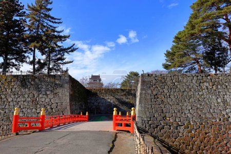 Photo for Tsuruga Castle (Wakamatsu castle) a concrete replica of 14th-century castle at Otemachi, Aizuwakamatsu, Fukushima, Japan - Royalty Free Image