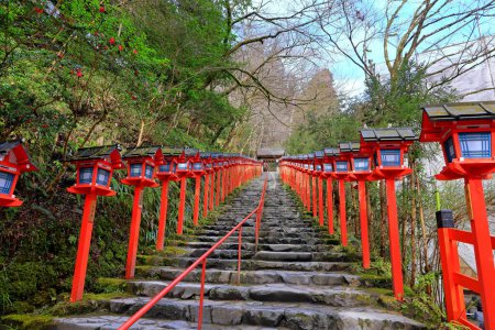 Photo for Kifune Shrine, a Shinto shrine with a lantern-lined path at Kuramakibunecho, Sakyo Ward, Kyoto, Japan - Royalty Free Image