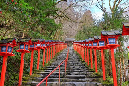 Photo for Kifune Shrine, a Shinto shrine with a lantern-lined path at Kuramakibunecho, Sakyo Ward, Kyoto, Japan - Royalty Free Image