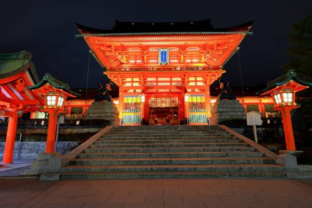 Photo for Fushimi Inari Taisha with hundreds of traditional gates at Fukakusa, Yabunouchicho, Fushimi Ward, Kyoto, Japan - Royalty Free Image