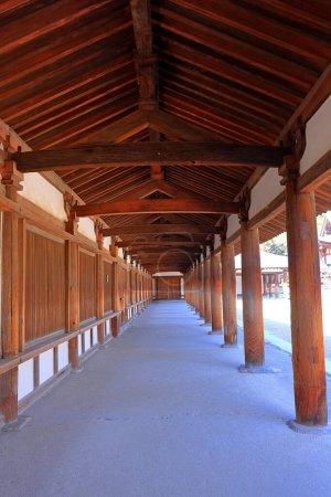 Horyu-ji, a Buddhist temple with world's oldest wooden buildings at Horyuji, Sannai, Ikaruga, Ikoma, Nara, Japan 