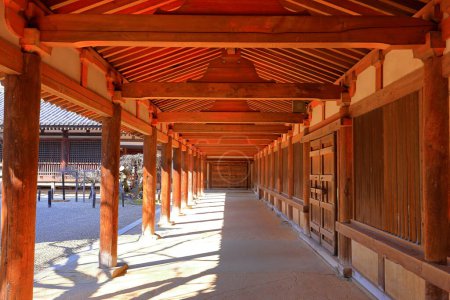 Horyu-ji, a Buddhist temple with world's oldest wooden buildings at Horyuji, Sannai, Ikaruga, Ikoma, Nara, Japan 