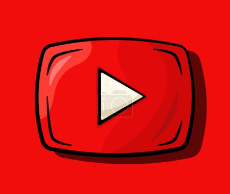 Illustration for YouTube play button with shadow and background. Vector illustration. Cartoon - Royalty Free Image