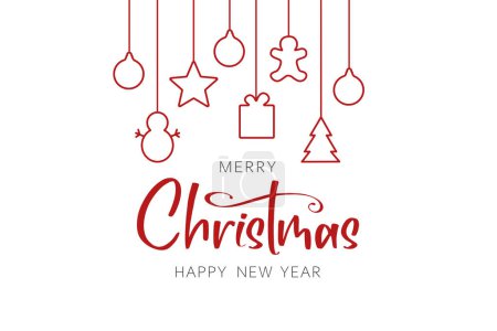 Photo for Card with lettering and Christmas decorations. Merry Christmas and Happy New Year. Vector illustration - Royalty Free Image