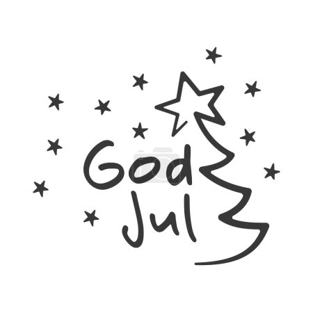 Merry Christmas lettering in Swedish (God Jul). For greeting cards, banners, posters. Vector illustration
