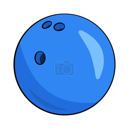 Téléchargez les illustrations : Boule de bowling bleue. Illustration vectorielle. Caricature - en licence libre de droit