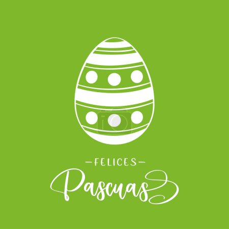 Happy Easter lettering in Spanish with Easter egg. Vector illustration.
