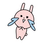 A cute rabbit character cry with joy