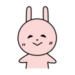 A cute rabbit character smiles shyly