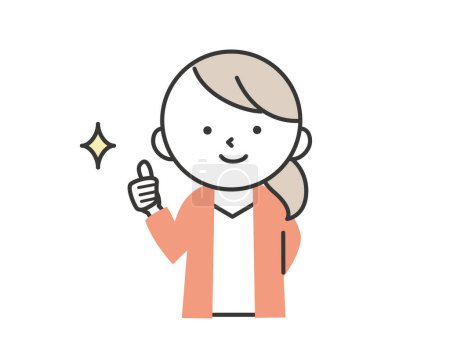 Illustration for Young woman giving thumbs up sign. - Royalty Free Image