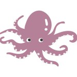 Cute octopus. Simple and flat design. Handwritten rough taste