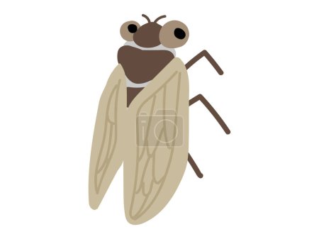 Illustration for Cute cicada. Simple and flat design. Cute creatures that children love. Handwritten rough taste - Royalty Free Image