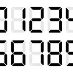 Black and gray digital numbers. Seven-segment display. Digital numbers used in digital clocks, etc