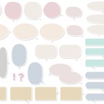 Round speech bubble set with calm color. Style with white border and shadow