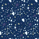 Navy blue and gold terrazzo tile background. A luxurious and mature image.