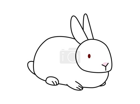 Illustration for Sitting white rabbit. Oblique front view. New Year's card material for the zodiac year of the rabbit. - Royalty Free Image