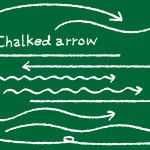  Handwritten long arrow set like drawing with chalk. Twirling arrows or loosely curved and straight arrows