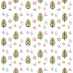Seamless pattern of spring image with flowers and birds. A background image with a gentle atmosphere in pastel colors.