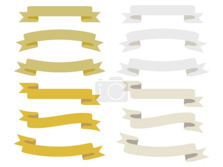 Illustration for A set of gold and white simple title ribbons. A ribbon frame with a subdued color that allows you to write letters. - Royalty Free Image