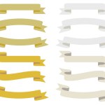 A set of gold and white simple title ribbons. A ribbon frame with a subdued color that allows you to write letters.