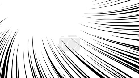 Eine gewellte schwarze, gesättigte Linie fokussierte sich links oben. Rechteckiges Hintergrundillustrationsmaterial mit Cartoon-Effekt-Linien.