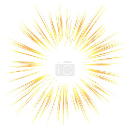 A yellow explosion effect. Square background illustration material with cartoon effect lines drawn.