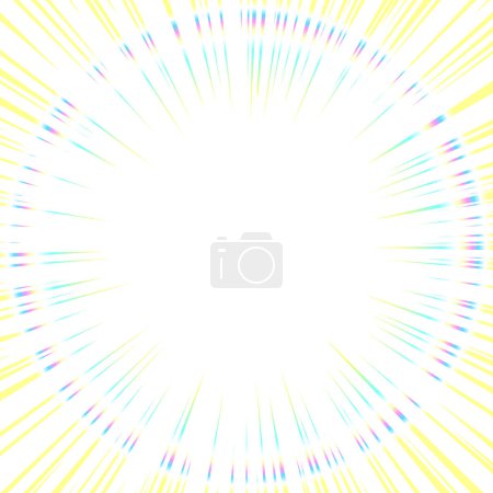 Illustration for Concentrated line of yellow light with iridescent rings. Square background illustration material with cartoon effect lines drawn. - Royalty Free Image