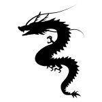 Powerful dragon silhouette. New Year's card illustration material for the Year of the Dragon