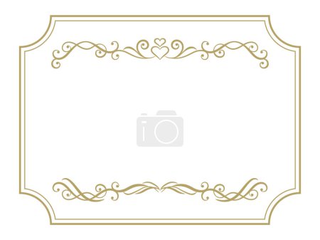 Antique gold decorative frame with heart symbol. 