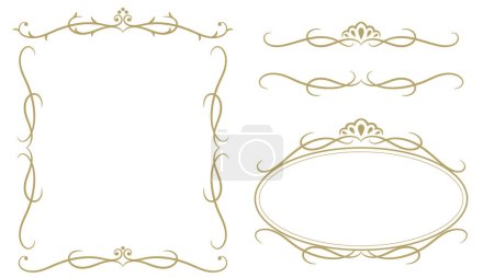 Illustration for Antique gold decorative frame set. - Royalty Free Image
