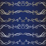 Gold and silver classic plant and heart mark decorative border set.