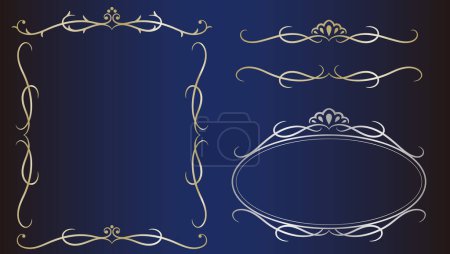 Illustration for Gold and silver antique decorative frames set. - Royalty Free Image
