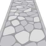 simple cobblestone road. Image of a shrine approach using gray stones. Japanese style road.