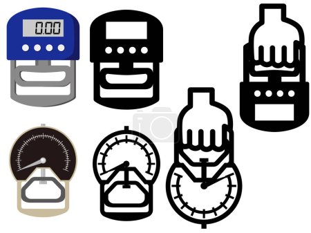 Illustration for Digital and analog grip dynamometer illustrations and icons - Royalty Free Image