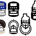 Digital and analog grip dynamometer illustrations and icons