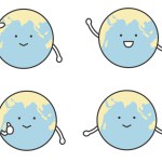 A cute earth character with an expression of understanding, like, or good. Simple and cute illustrations for children