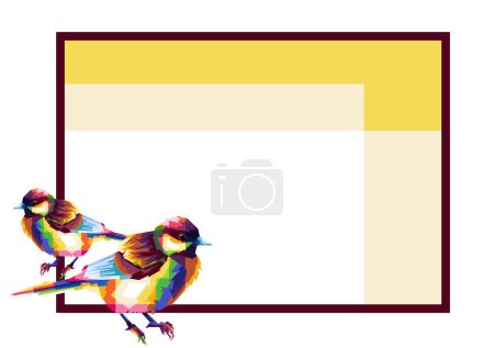 Ilustración de Marco vintage con pájaros en estilo vintage, ilustración de WPAP Pop Art Design ilustración WPAP Popart, vector fresco - Imagen libre de derechos