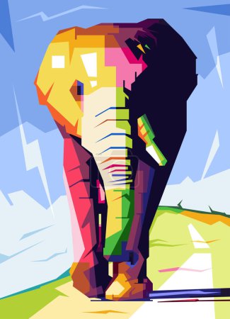 Ilustración de Wpap popart Elefante diseño ilustración, Diseño ilustración WPAP Popart, vector fresco - Imagen libre de derechos