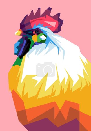 Illustration for Illustration design of roosters wpap cartoon wpap popart artwork illustration with cool color - Royalty Free Image