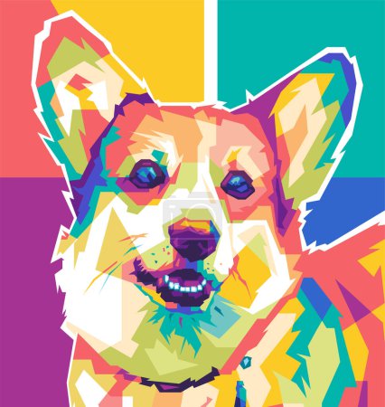 Illustration for Pet dog head Popart wpap illustration vector design - Royalty Free Image