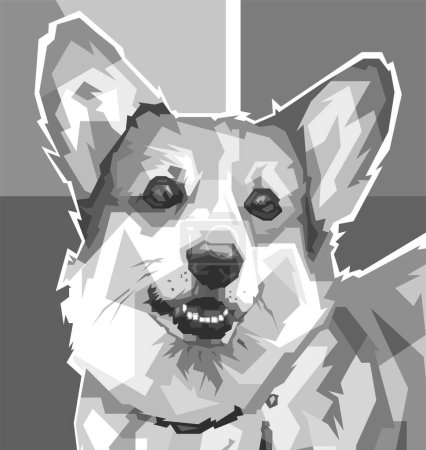 Illustration for Black and white Pet dog head Popart wpap illustration vector design - Royalty Free Image