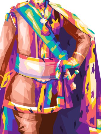 Illustration for Colorful royal dress design vector illustration wpap popart - Royalty Free Image