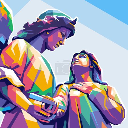 Illustration for Couple statue colorful vector wpap popart illustration design - Royalty Free Image