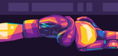 Illustration for Two Boxers, Design in WPAP Pop art Illustration High Quality Posters. - Royalty Free Image