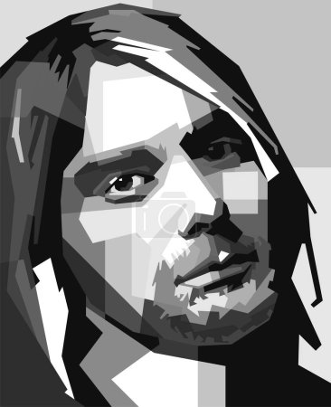 Téléchargez les illustrations : Noir blanc Kurt Cobain Design Wpap illustration Popart artwork - en licence libre de droit