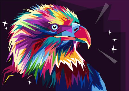 Illustration for Colorful eagle bird illustration design wpap popart style - Royalty Free Image