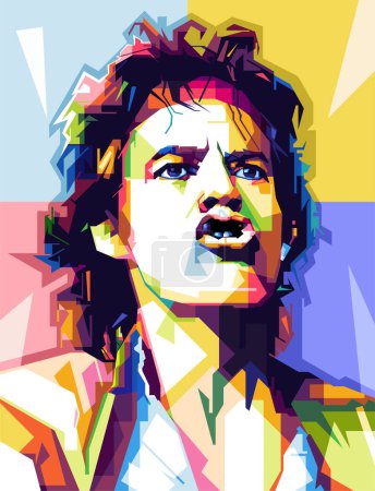 famous artist mick jagger wpap vector popart colorful illustration design with abstract background