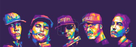 Illustration for Famous Rapper Singer wpap vector popart colorful illustration design with abstract background - Royalty Free Image