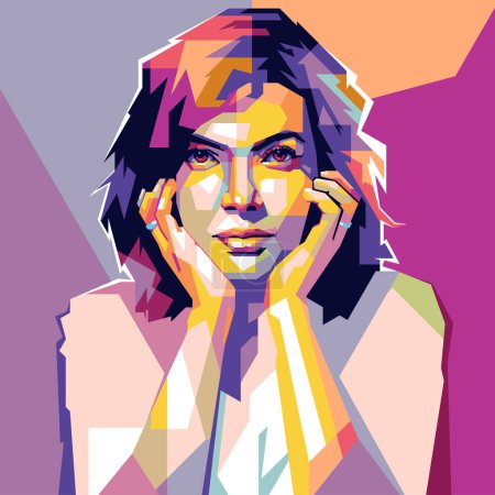 News presenter Najwa Shihab colorful wpap popart vector illustration design, with abstract background